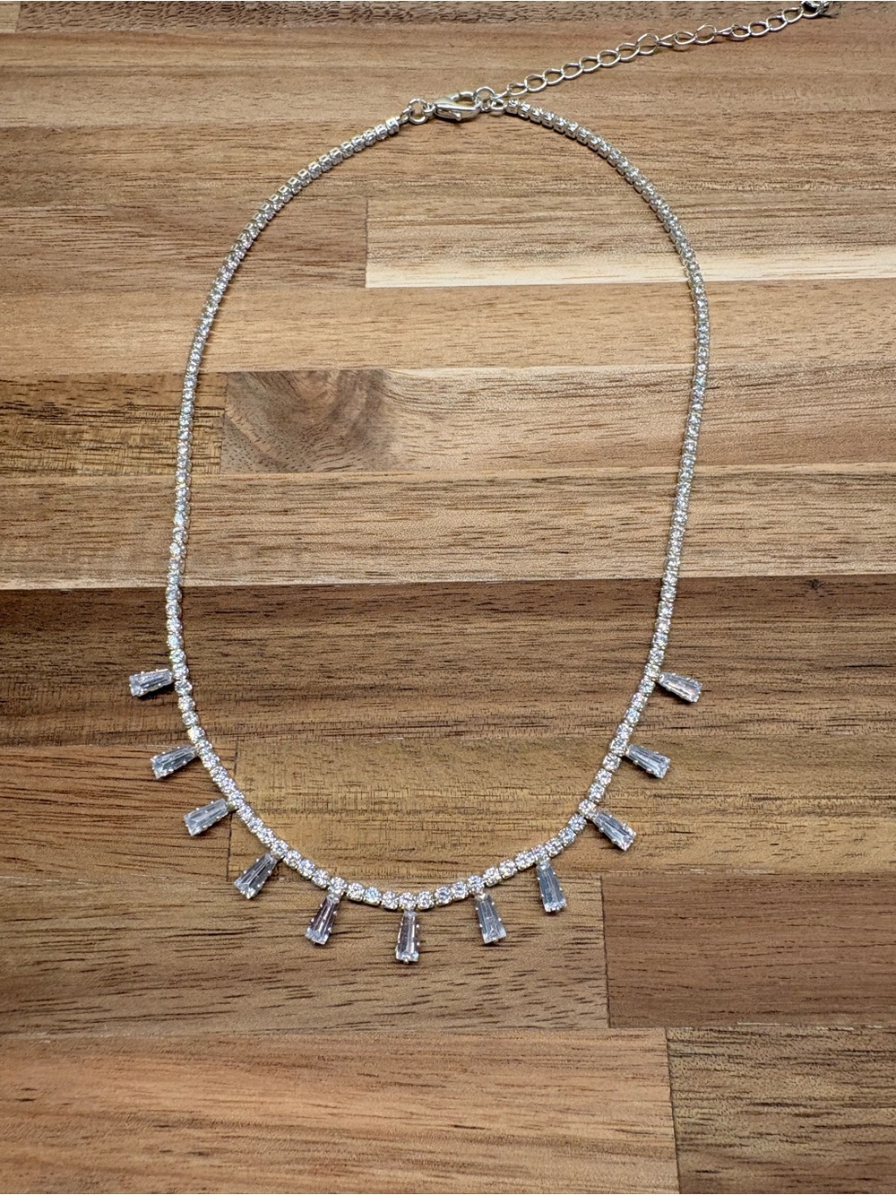 Clear Crystal Baguette Drop Necklace - Women Jewelry
